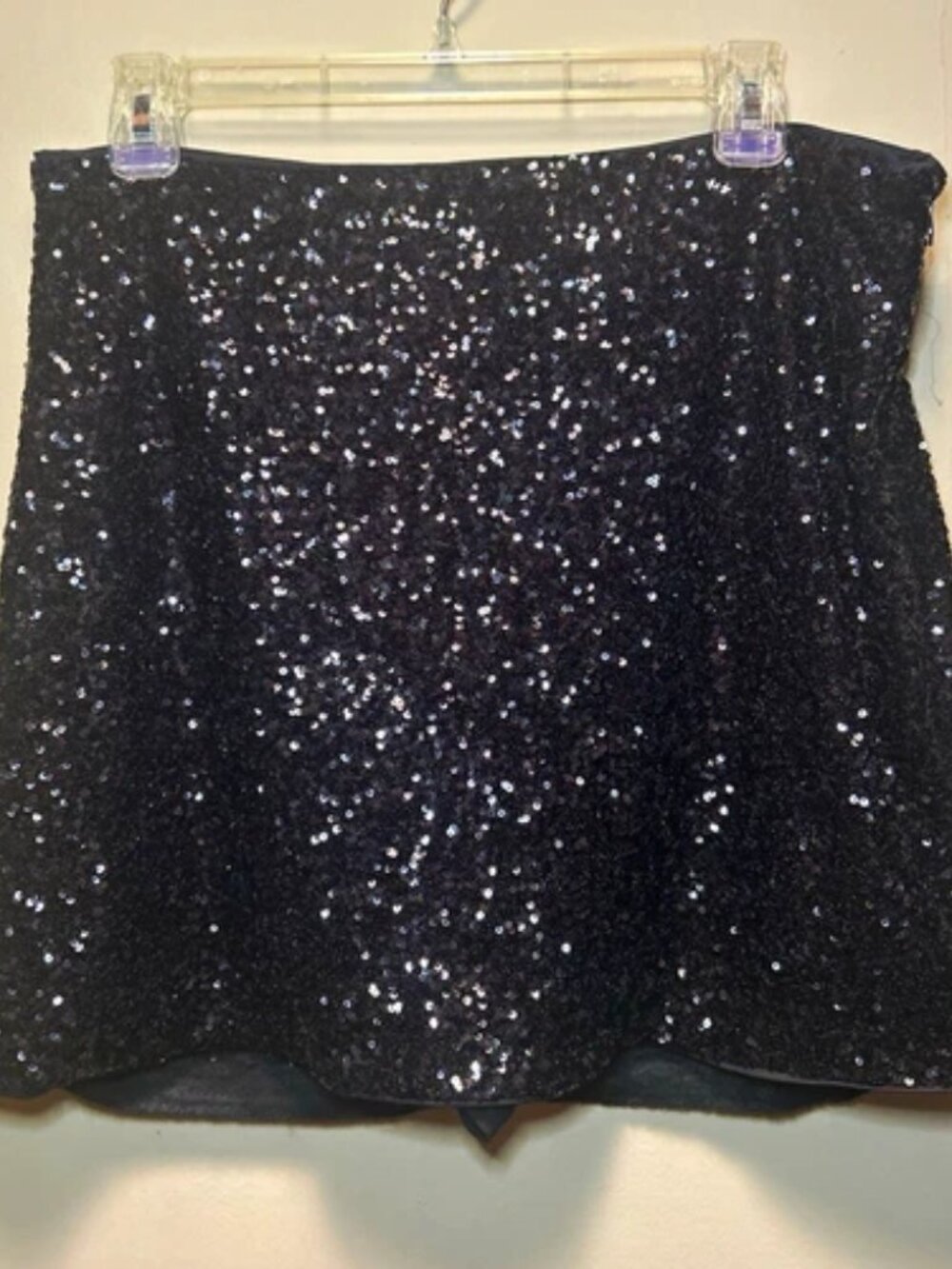 Abercrombie & Fitch Black Sequin Lined Zip High Rise Scarlett Mini Skort Size L